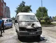 Çarşamba'da Seyir Halindeki Minibüs Yandı